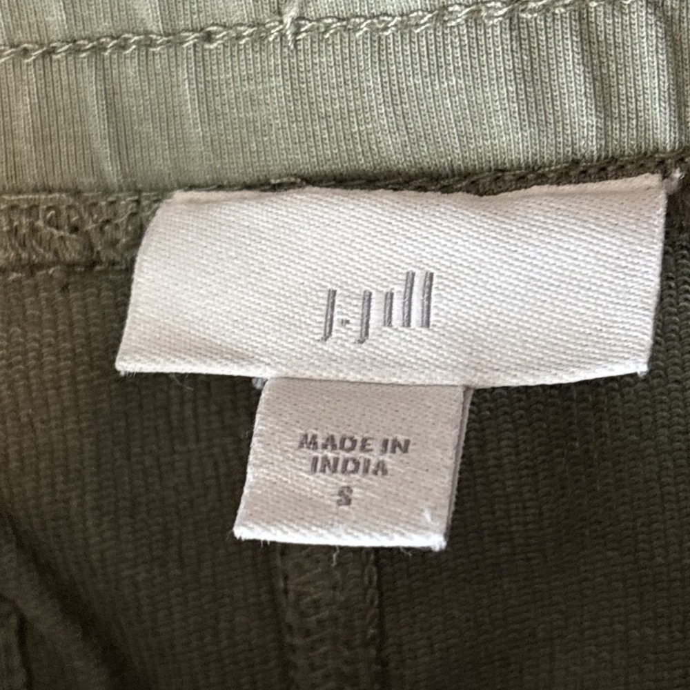 J Jill Embroidered Jogger Pant Size S Olive Green Drawstring Boho Comfort Floral - Picture 4 of 12